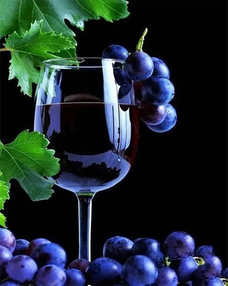 Broderie diamant Grappe de raisin et Vin
