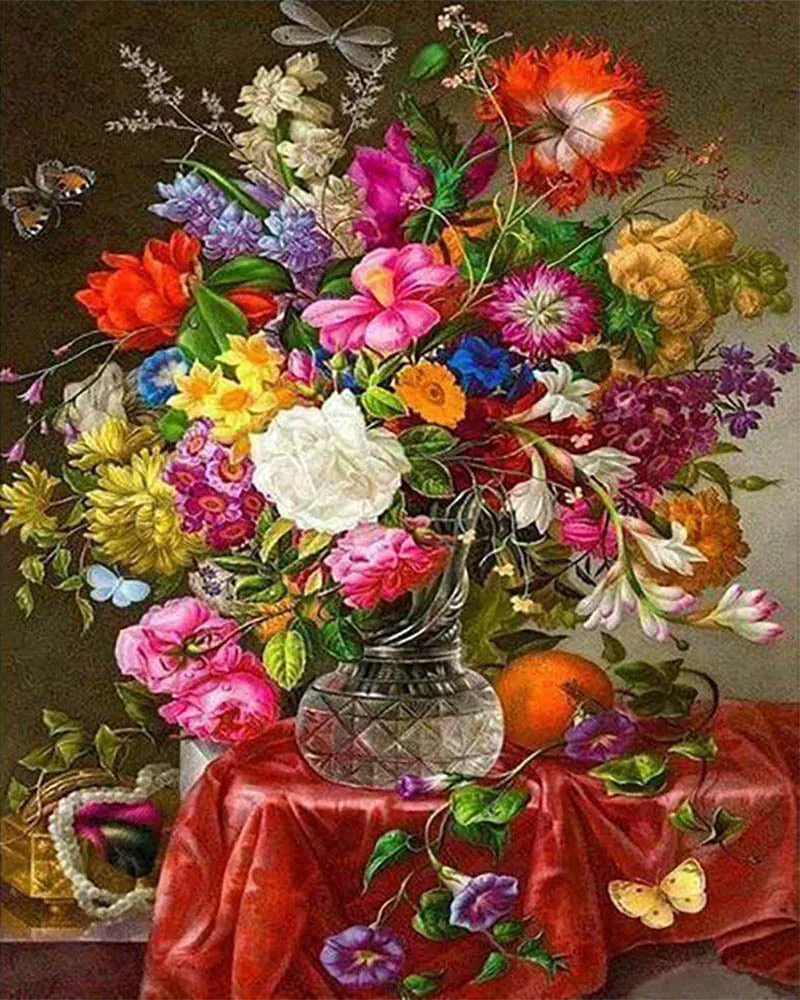 Broderie diamant Gros Bouquet de Fleurs