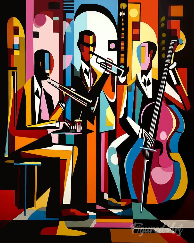 Broderie diamant Groupe de Jazz Abstrait Éclatant