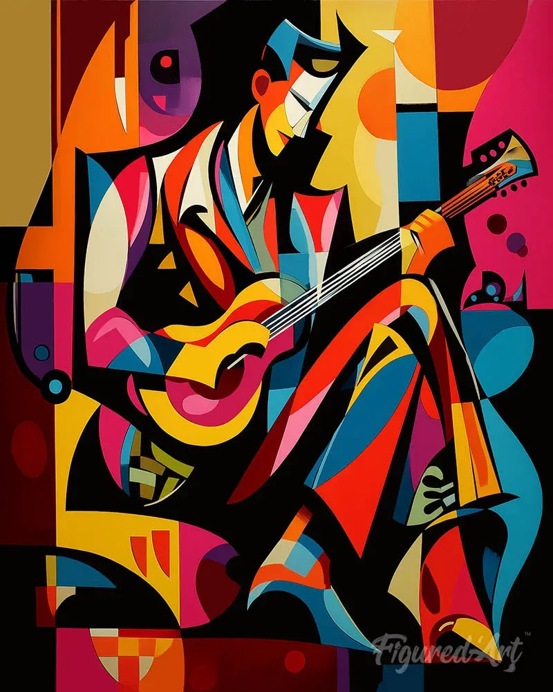 Broderie diamant Guitariste Abstrait Éclatant