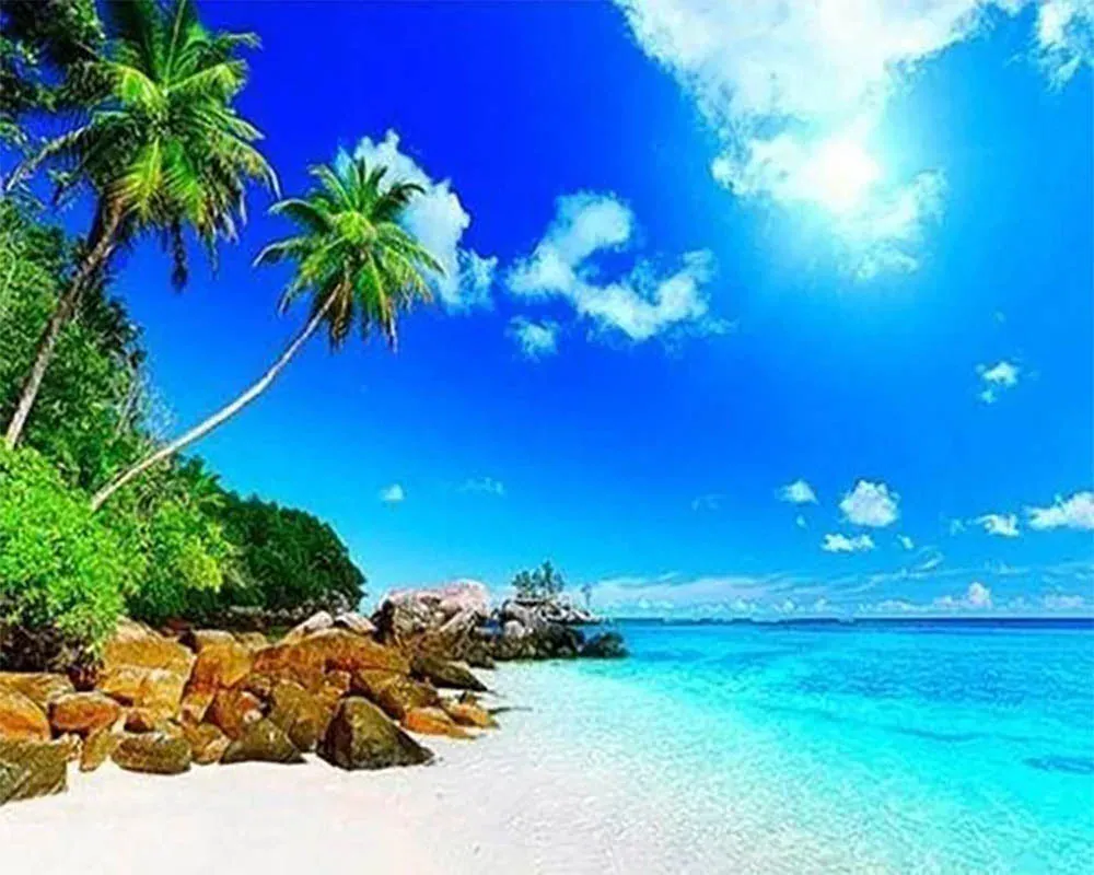 Broderie diamant Ile paradisiaque