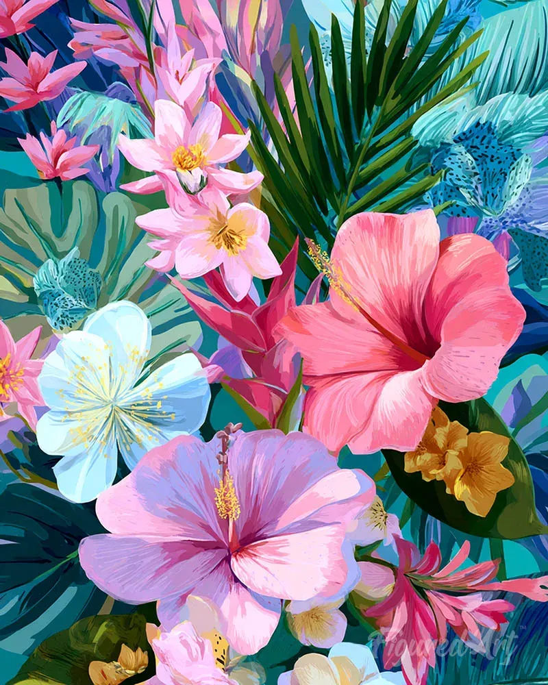Broderie diamant Jardin d'hibiscus