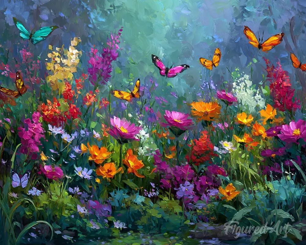 Broderie diamant Jardin et Papillons Colorés