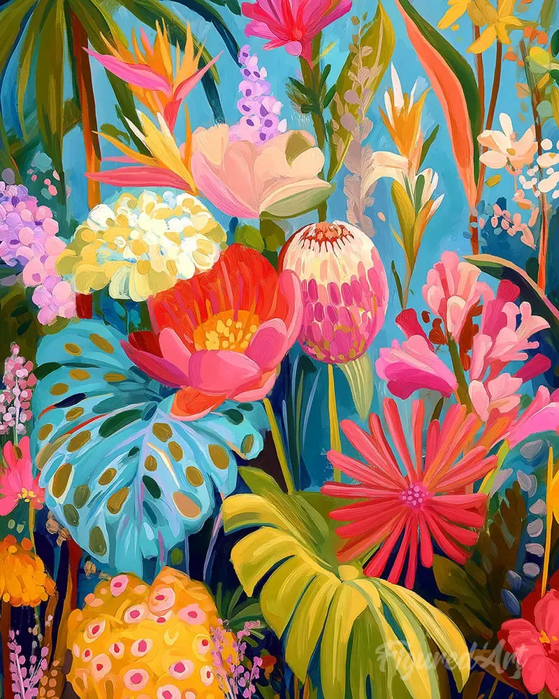 Broderie diamant Jardin tropical éclatant