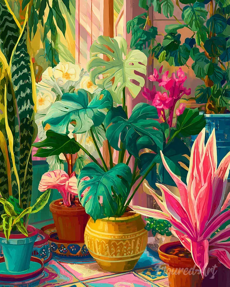 Broderie diamant Jardin tropical intérieur