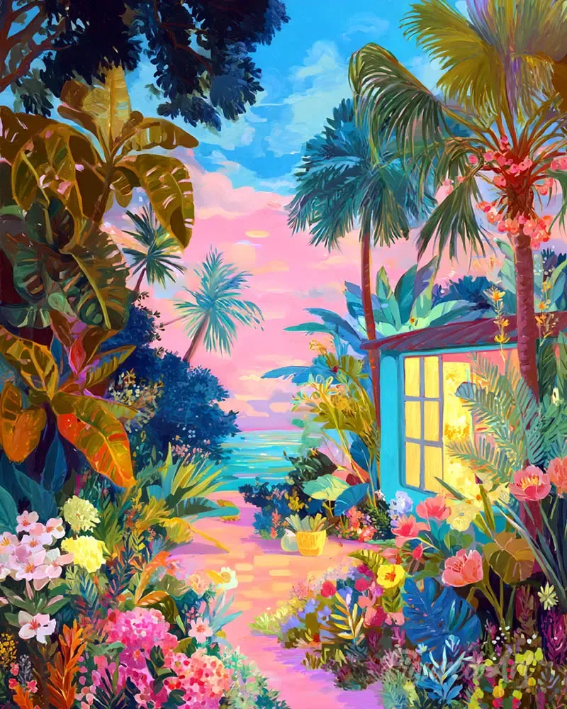 Broderie diamant Jardin tropical