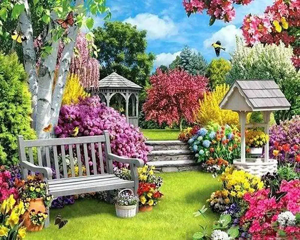 Broderie diamant Joli Jardin - 20x25 cm