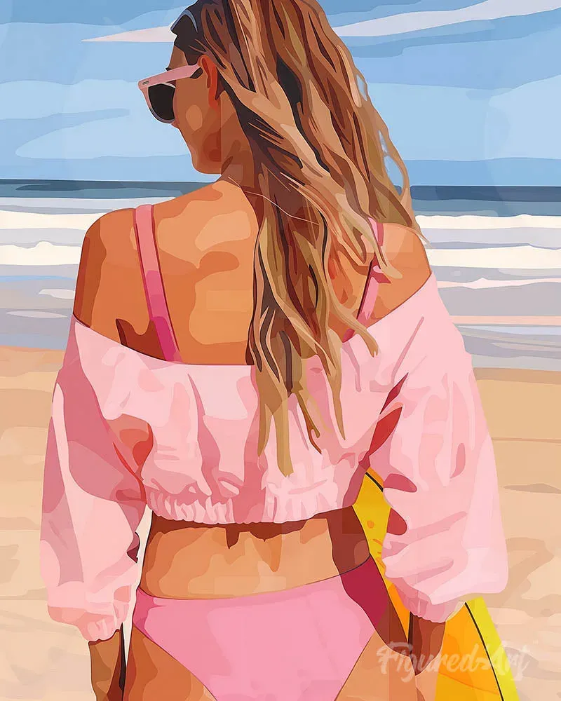 Broderie diamant Journée de plage avec style - Toile tendue sur châssis