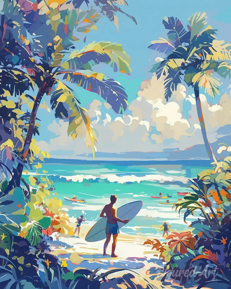 Broderie diamant Journée ensoleillée à la plage - 20x25 cm
