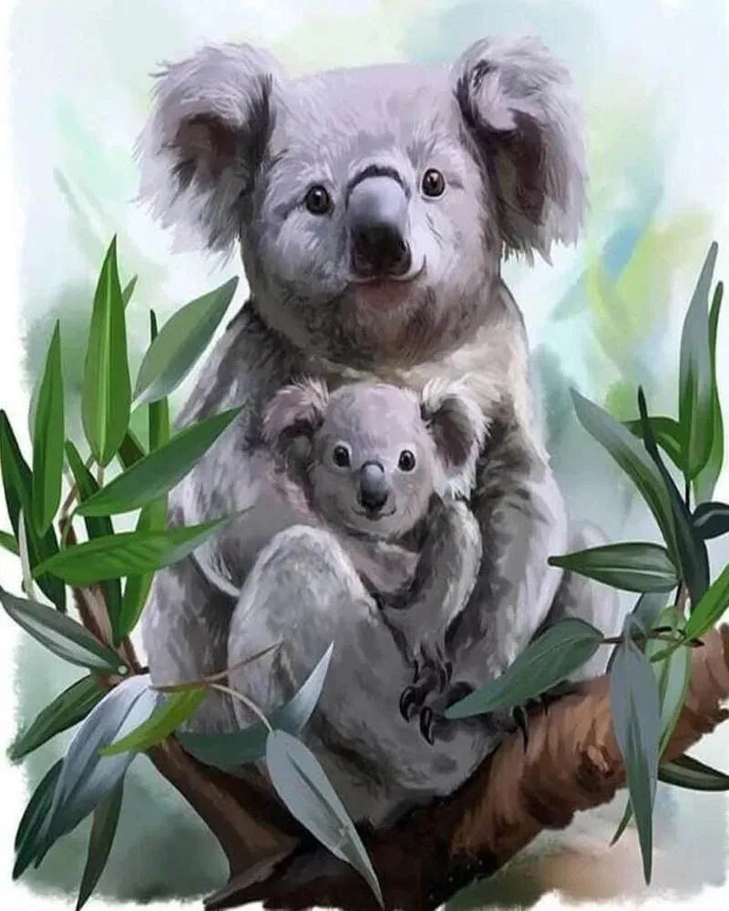 Broderie diamant Koala et son Petit - Tendresse animalière en résine