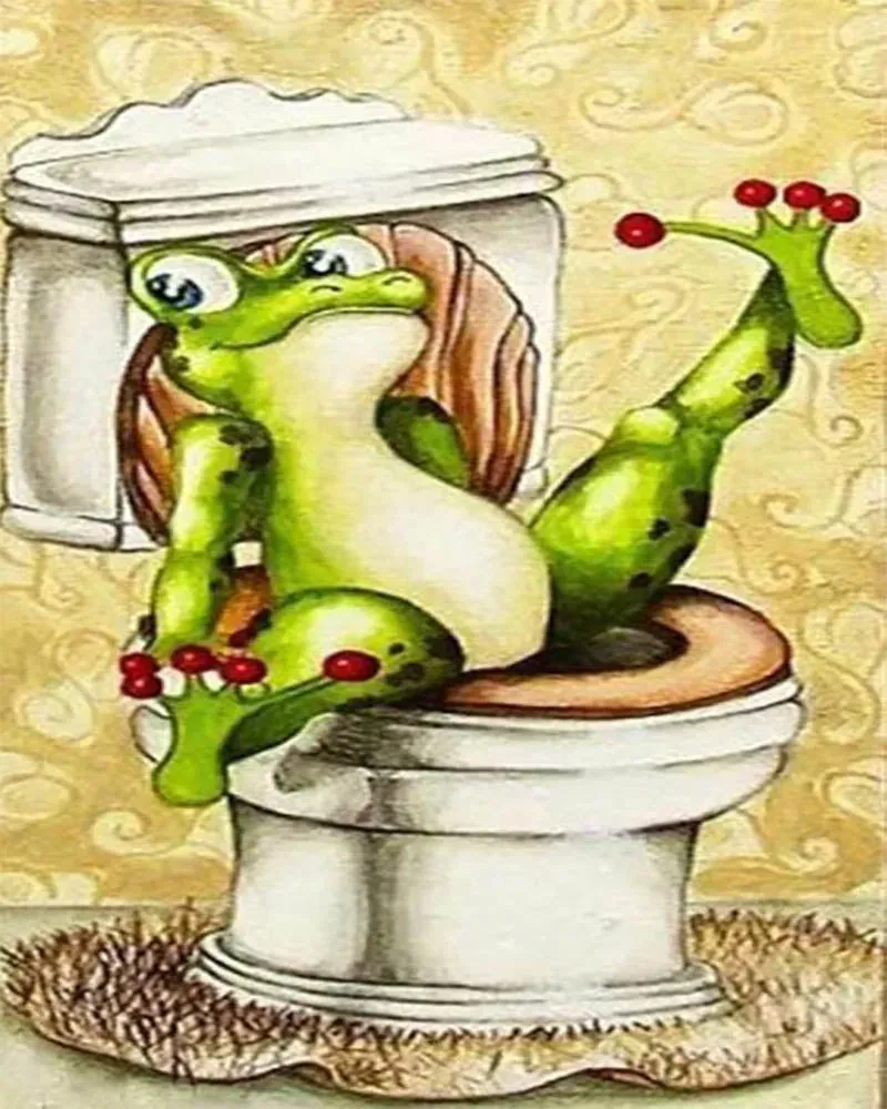 Broderie Diamant La Grenouille aux Toilettes