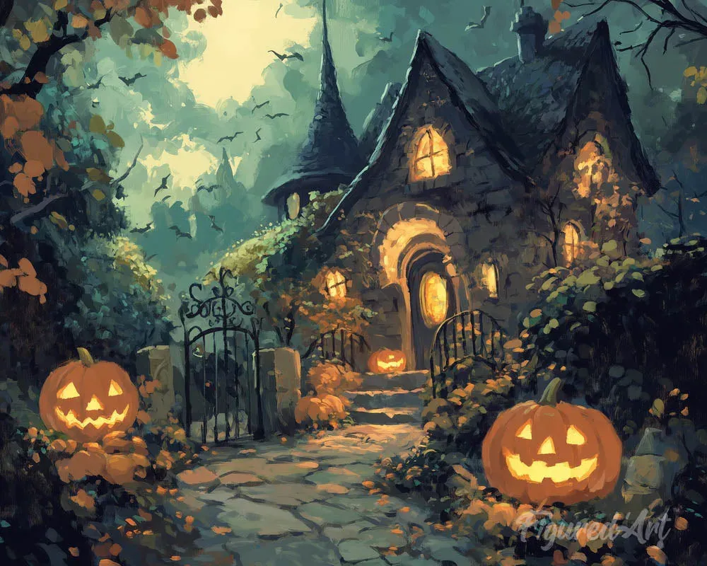 Broderie diamant La maison hantée d'Halloween