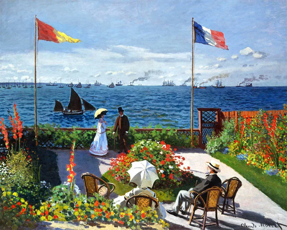 Broderie diamant La terrasse à Sainte-Adresse - Monet - Toile tendue sur châssis