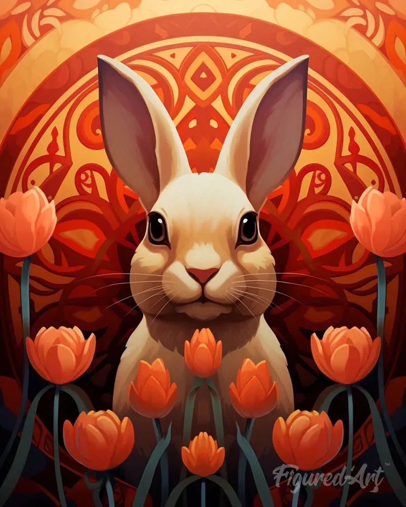 Broderie diamant Lapin Art Déco