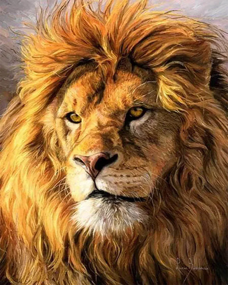 Broderie diamant Le Lion - Majesté animale en diamants carrés ou ronds