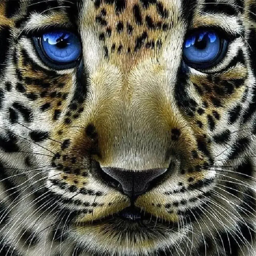 Broderie diamant Léopard aux Yeux bleus