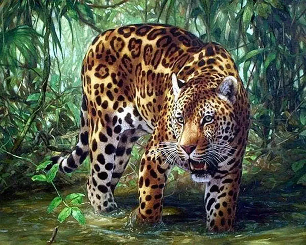 Broderie diamant Léopard dans la Jungle - Mille Facettes