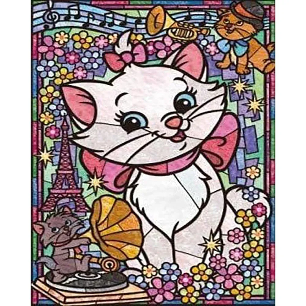 Broderie diamant Les Aristochats Vitrail