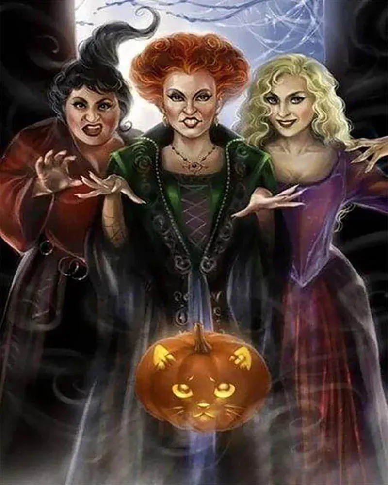 Broderie diamant Les Sorcières d'Halloween