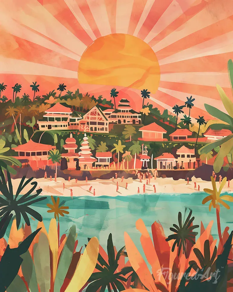 Broderie diamant Lever de soleil à Bali - 20x25 cm