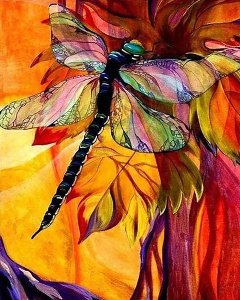 Broderie diamant Libellule artistique