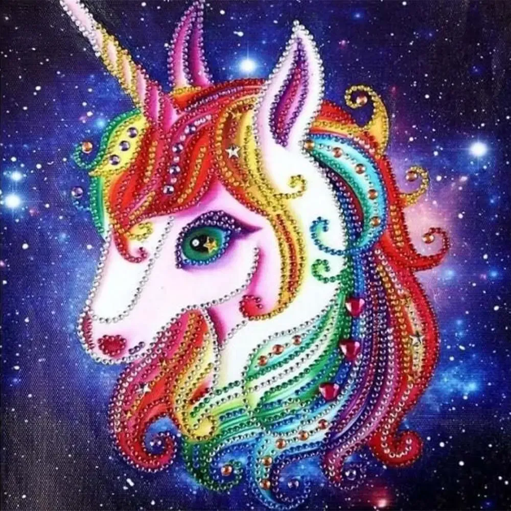 Broderie diamant Licorne abstraite