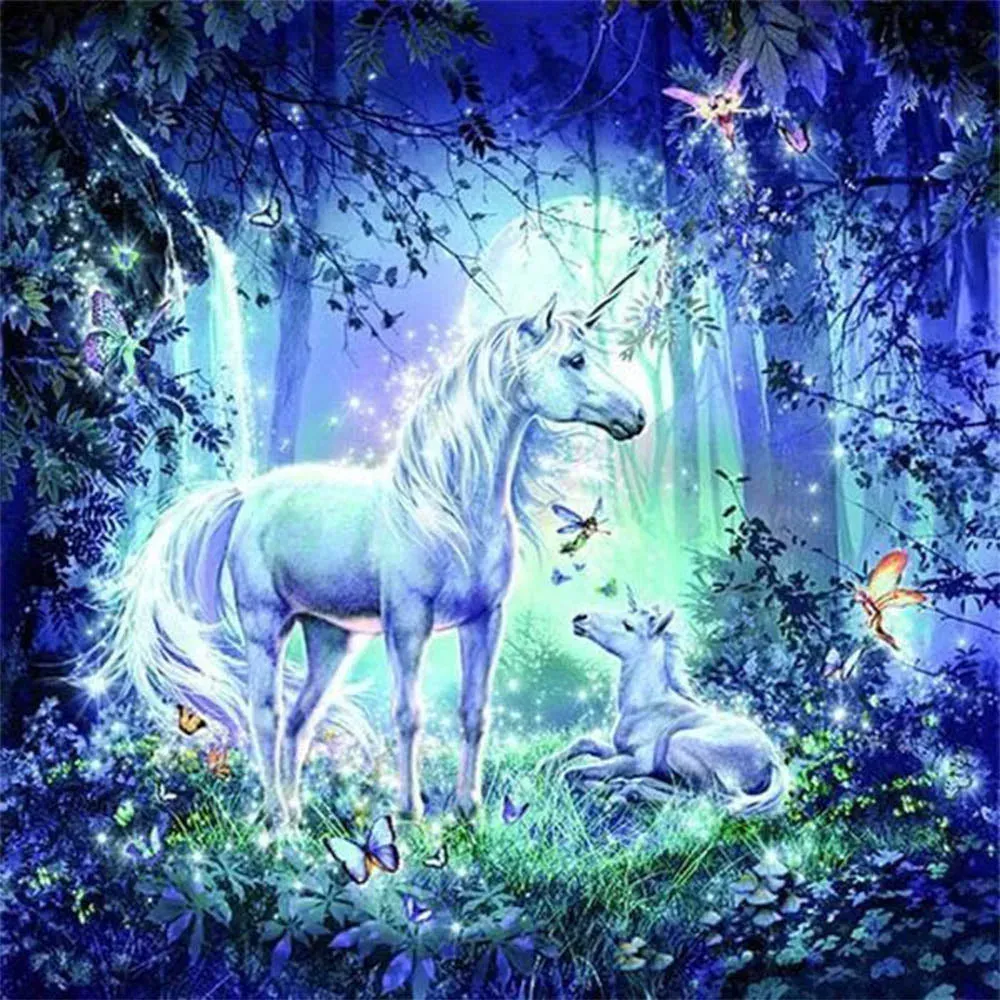 Broderie diamant Licorne des Bois