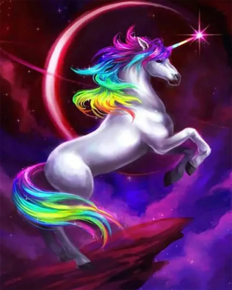 Broderie diamant licorne et éclipse - Mille Facettes
