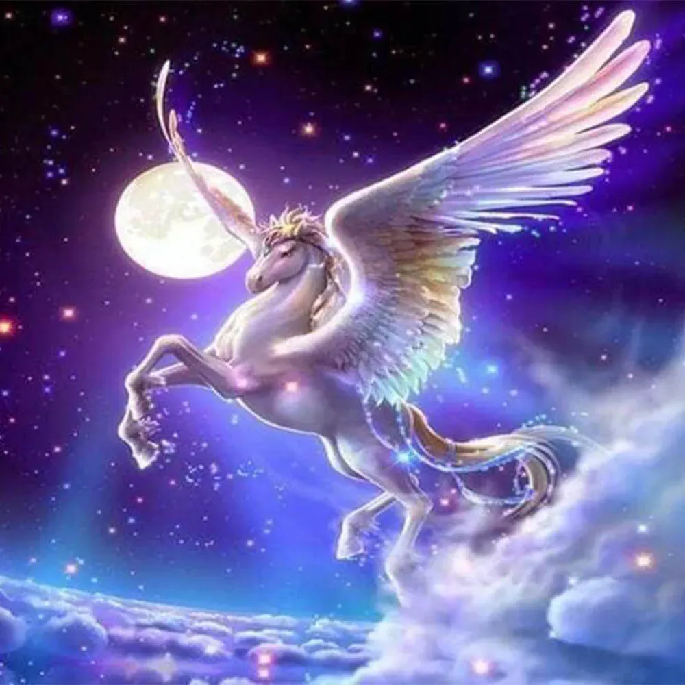 Broderie diamant Licorne et Lune