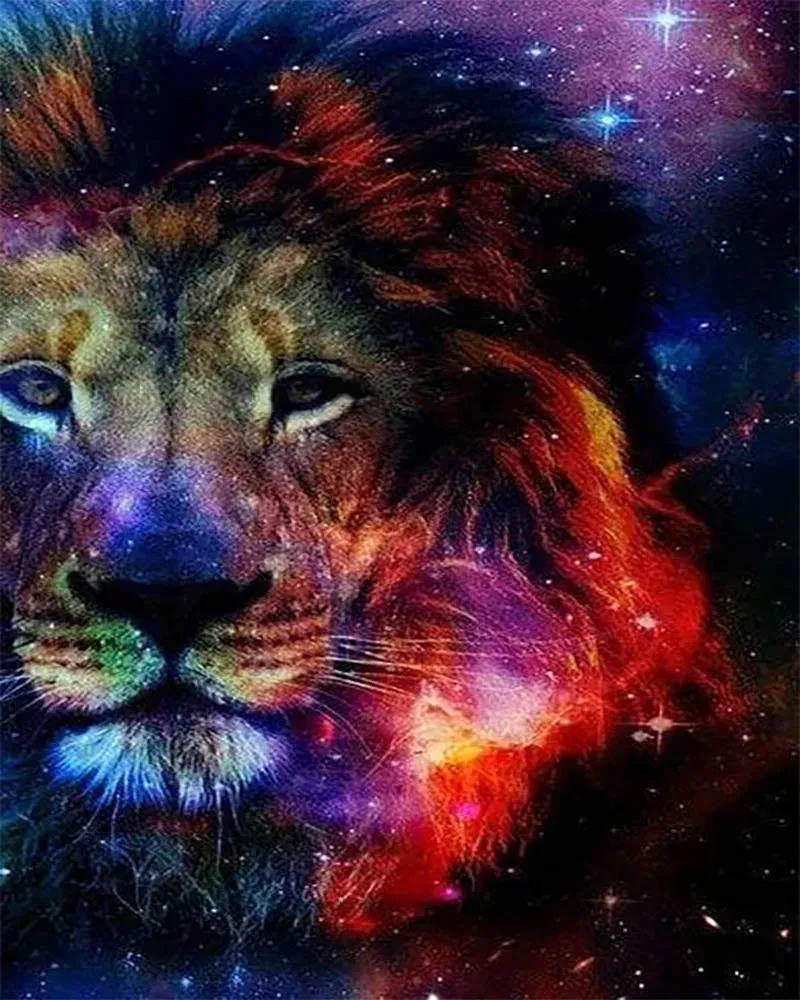 Broderie diamant Lion en Couleur