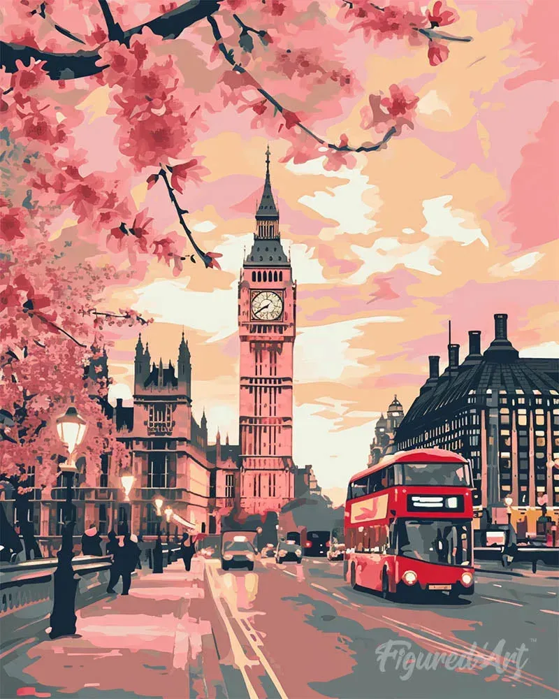 Broderie diamant Londres en fleurs - 40x50 cm