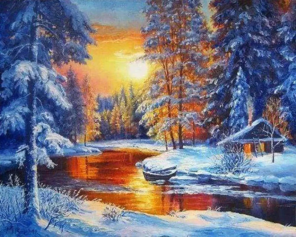 Broderie diamant Lueur sur le Lac