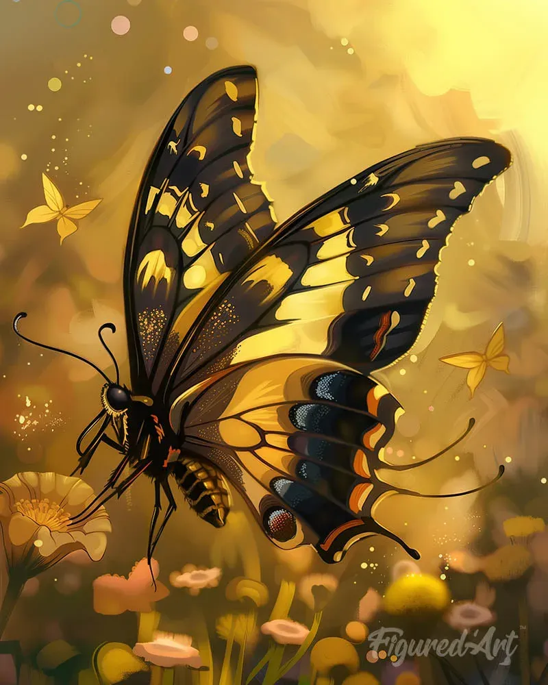 Broderie diamant Machaon illuminé