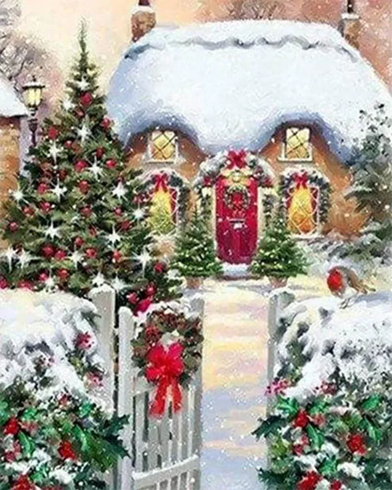 Broderie diamant Maison l'Hiver