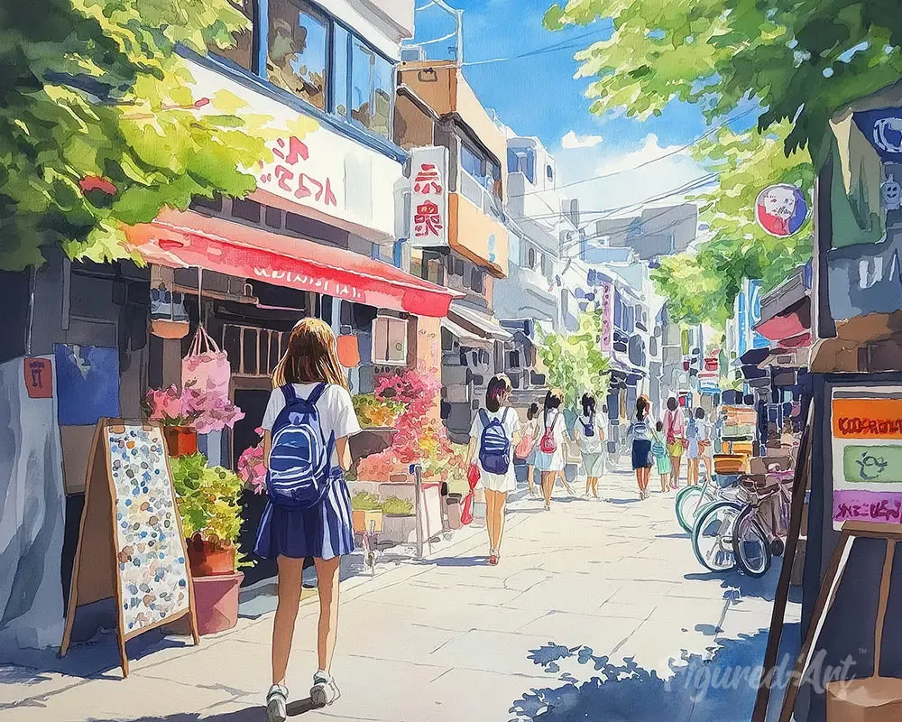 Broderie diamant Matin dans un Quartier Japonais