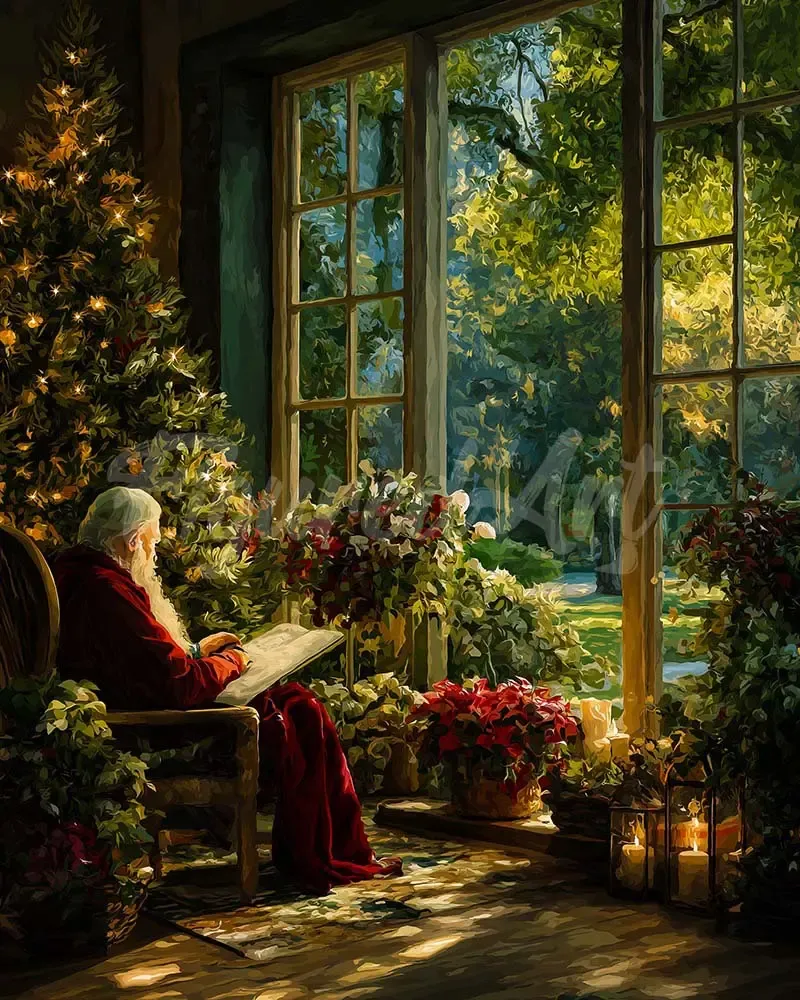 Broderie diamant Moment de Calme du Père Noël