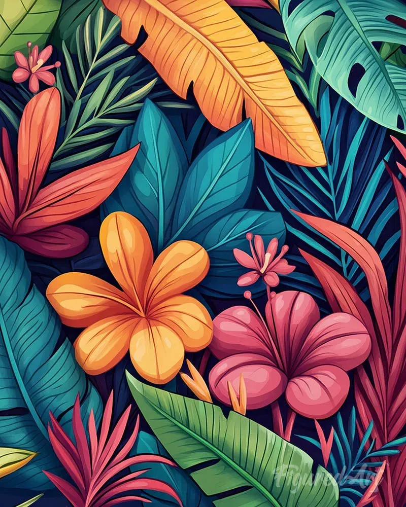 Broderie diamant Motif tropical