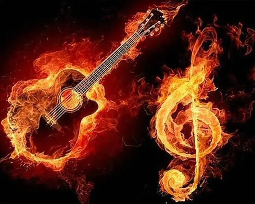 Broderie diamant Musique en Feu