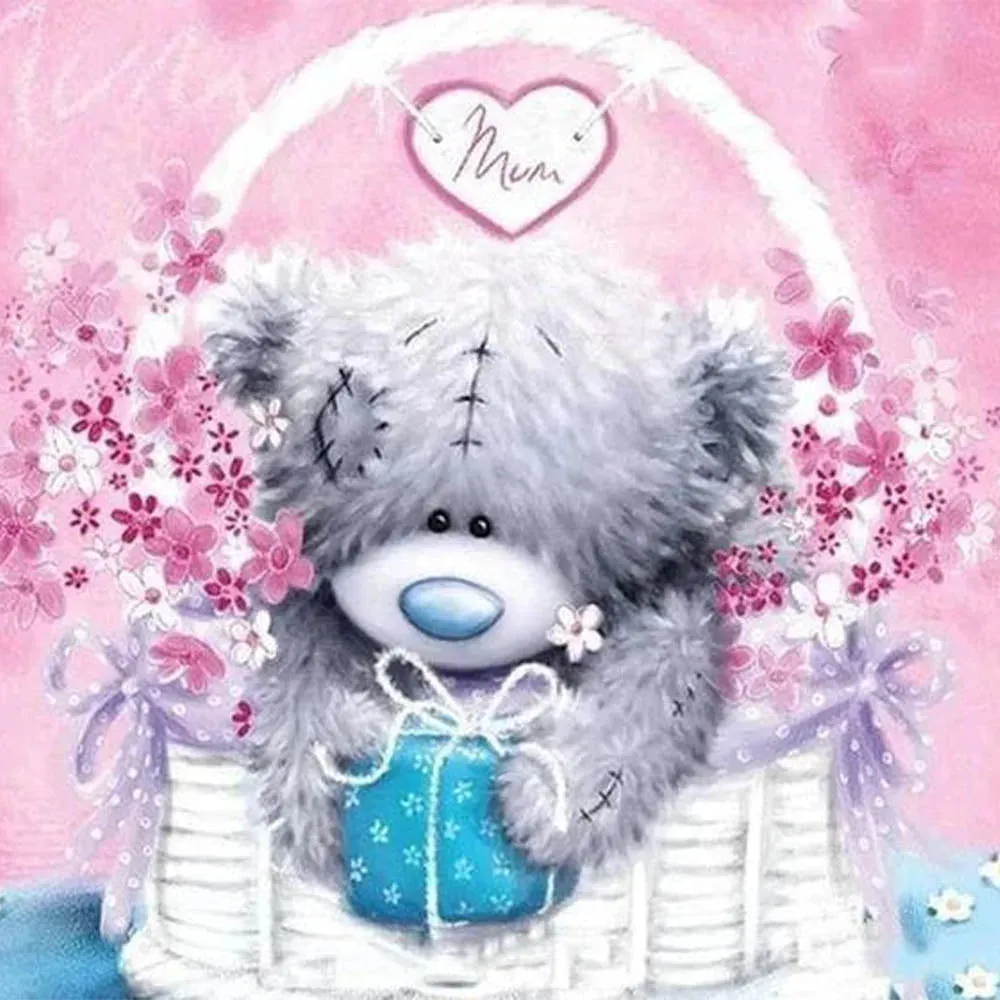 Broderie diamant Nounours dans son Panier