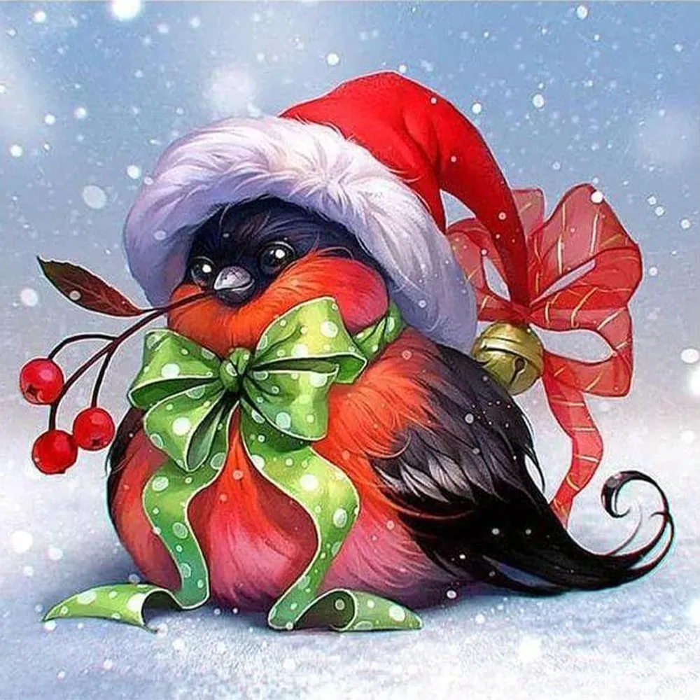 Broderie diamant Oiseau de Noël