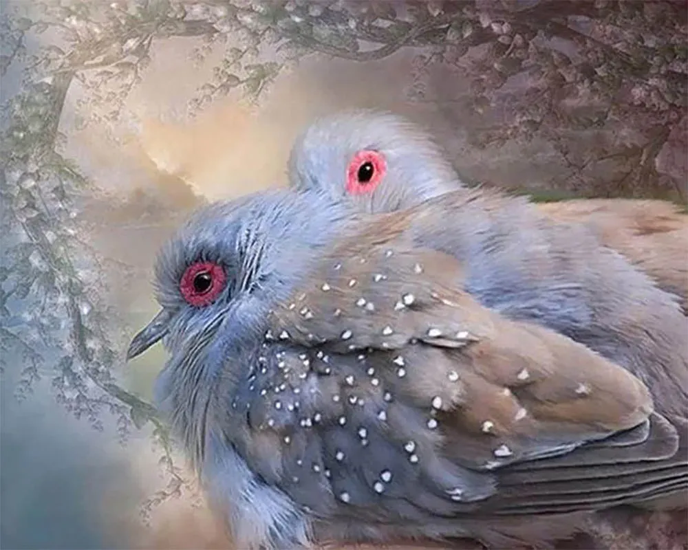 Broderie diamant Oiseaux brillants - Kit animaux scintillants