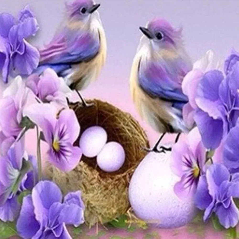 Broderie diamant Oiseaux et Oeufs