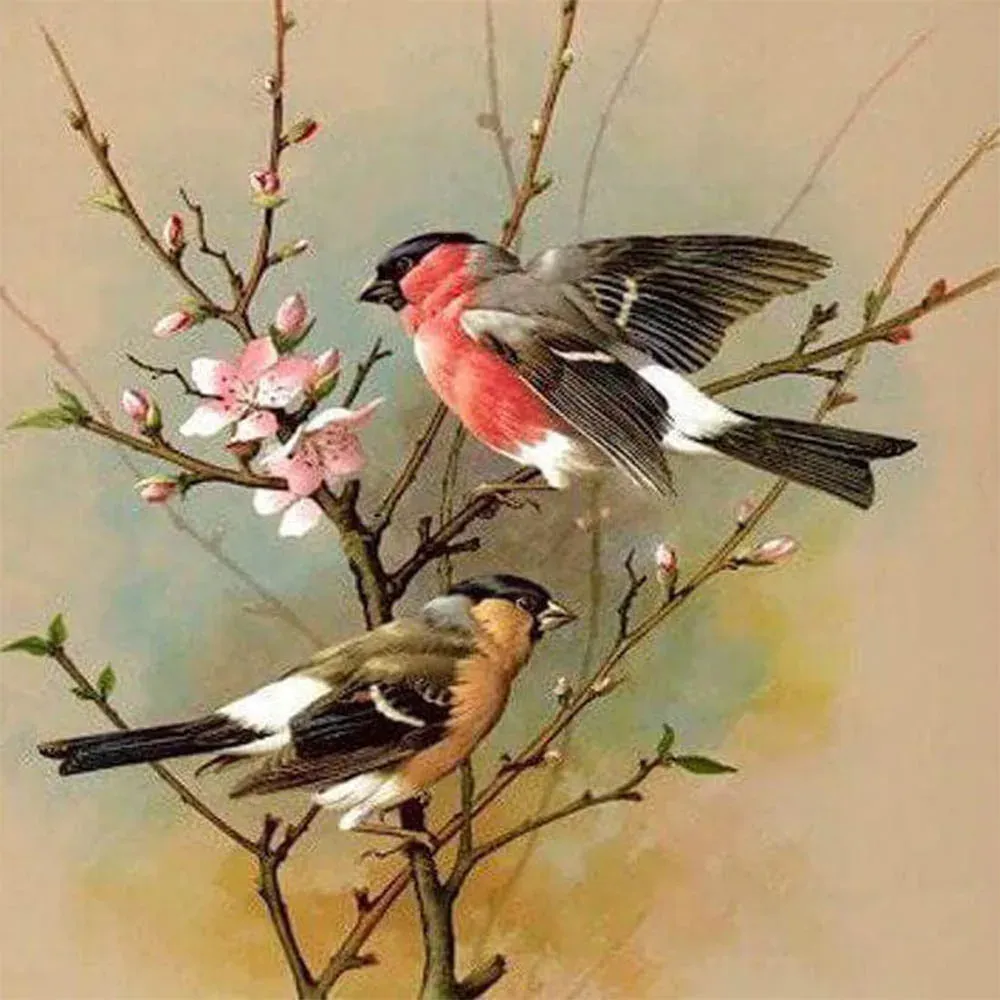 Broderie diamant Oiseaux sur Petite Branche