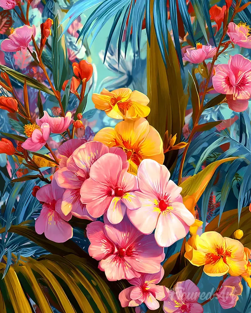 Broderie diamant Orchidées tropicales