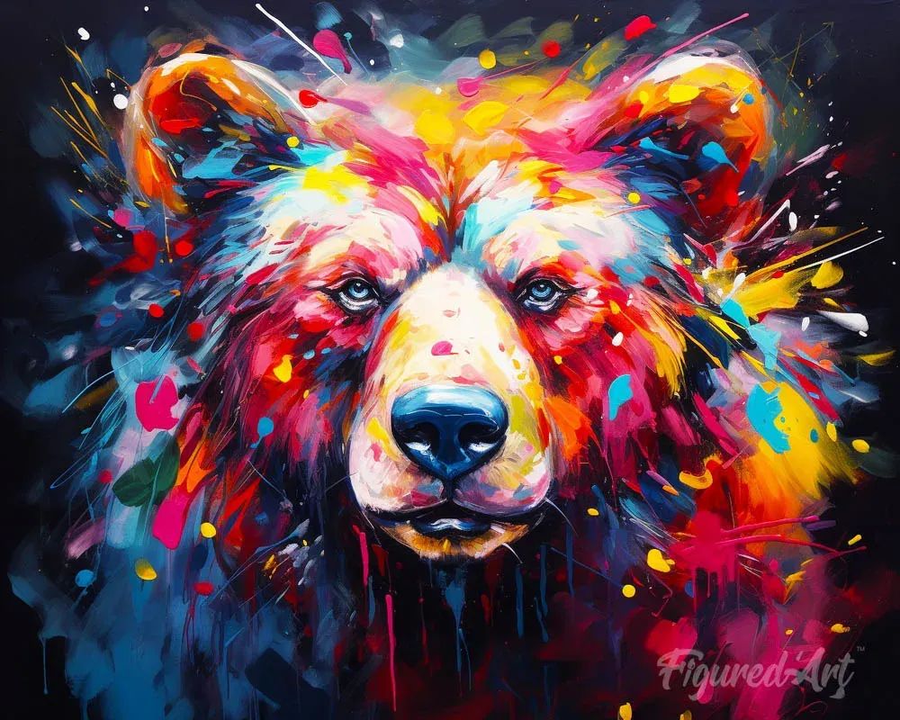 Broderie diamant Ours Coloré Abstrait - Mille Facettes