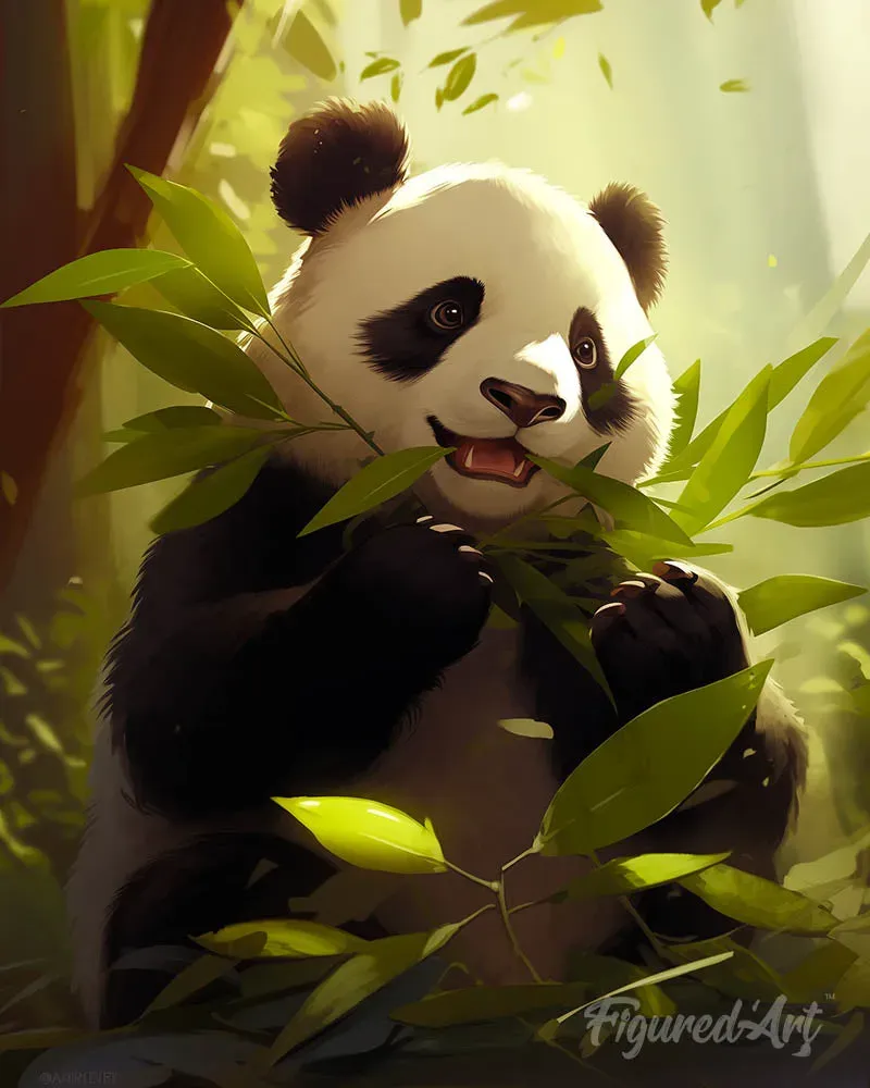 Broderie diamant Panda Grignotant