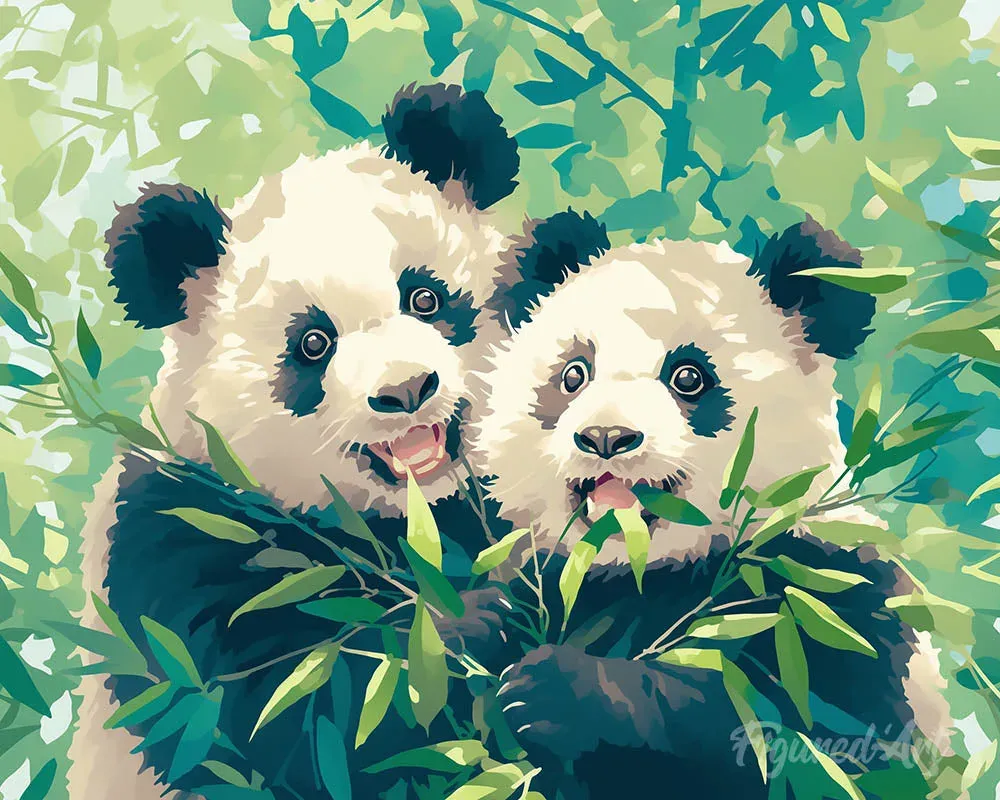 Broderie diamant Panda et Bambou - Kit animaux mignons et apaisants
