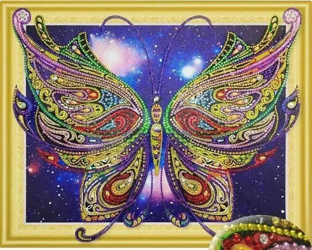 Broderie diamant Papillon Cachemire