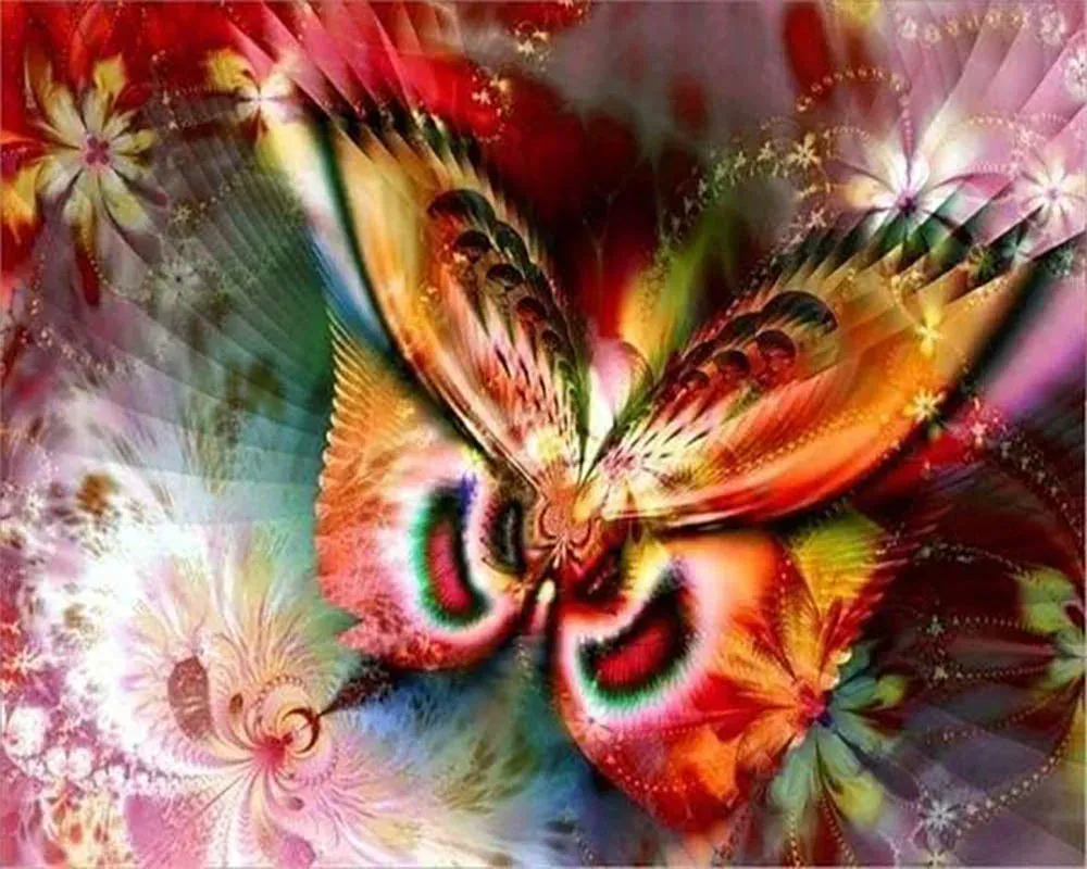 Broderie diamant Papillon Coloré - Kit complet animaux scintillants