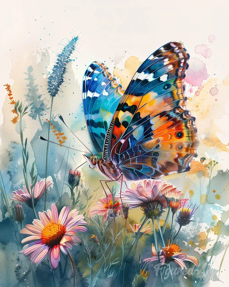 Broderie diamant papillon et fleurs - Kit complet élégant et poétique